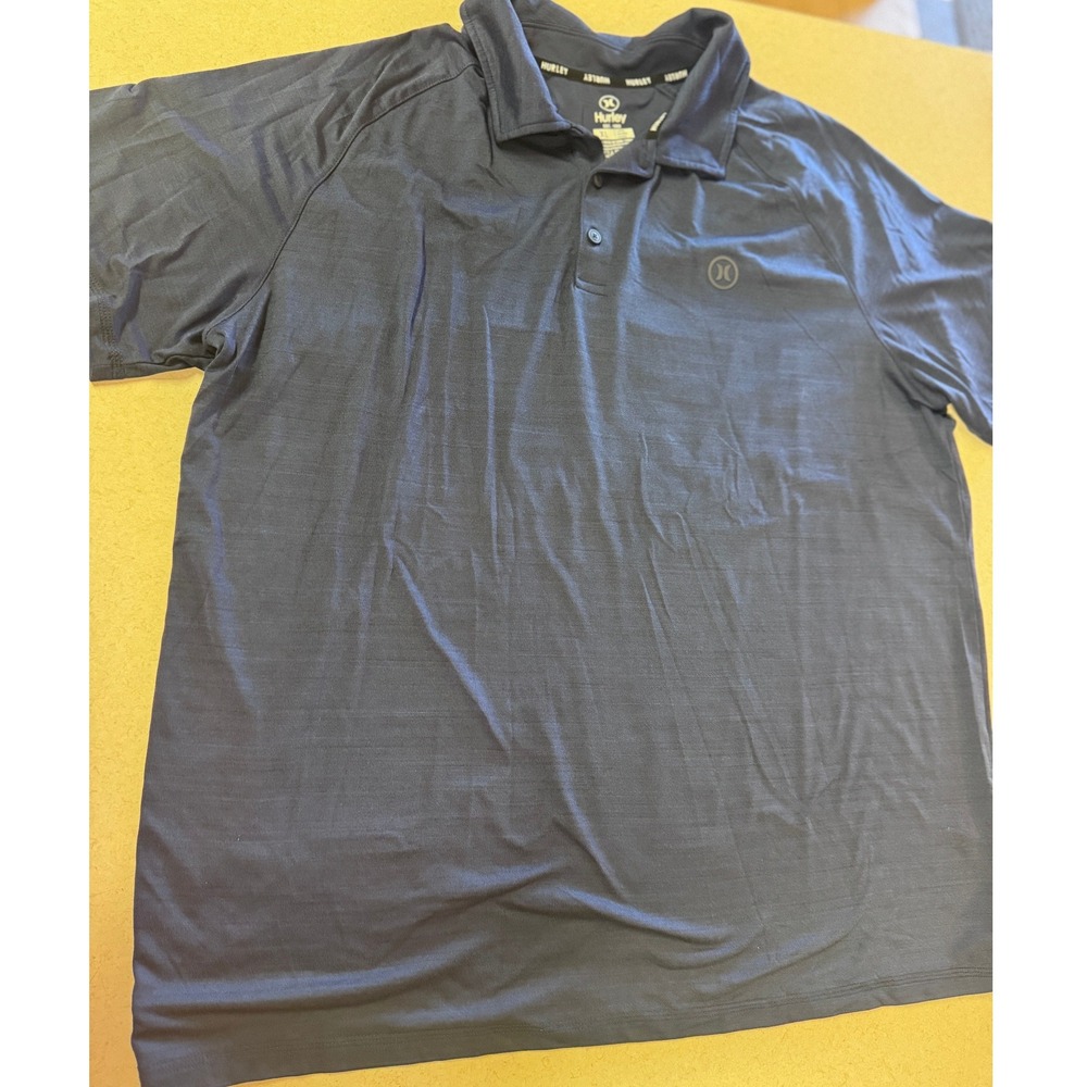 Hurley Mens Performance Polo Shirt Navy Blue Heather Short Sleeve‎ XL Logo